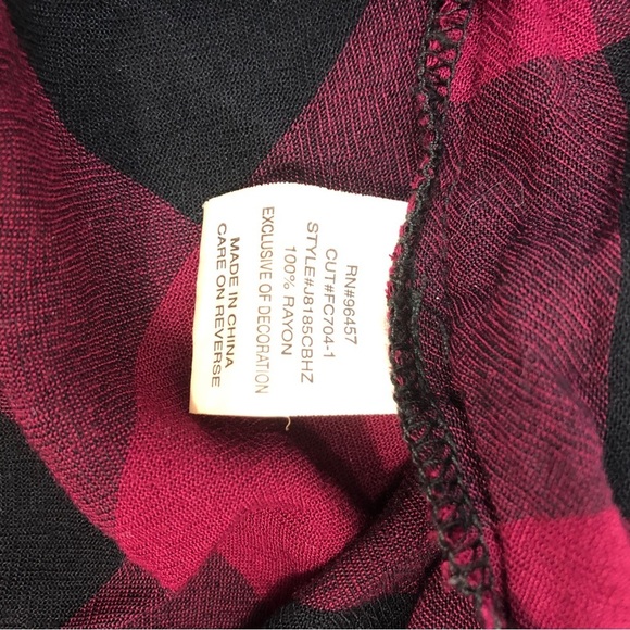 Eyeshadow Plaid Button Up Crossover Back Lace Trim Shirt Medium - Picture 6 of 10